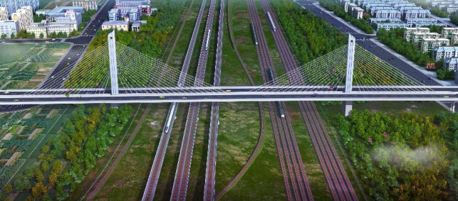 九江快速路跨庐山站转体斜拉桥开工建设 - 新华网客户端