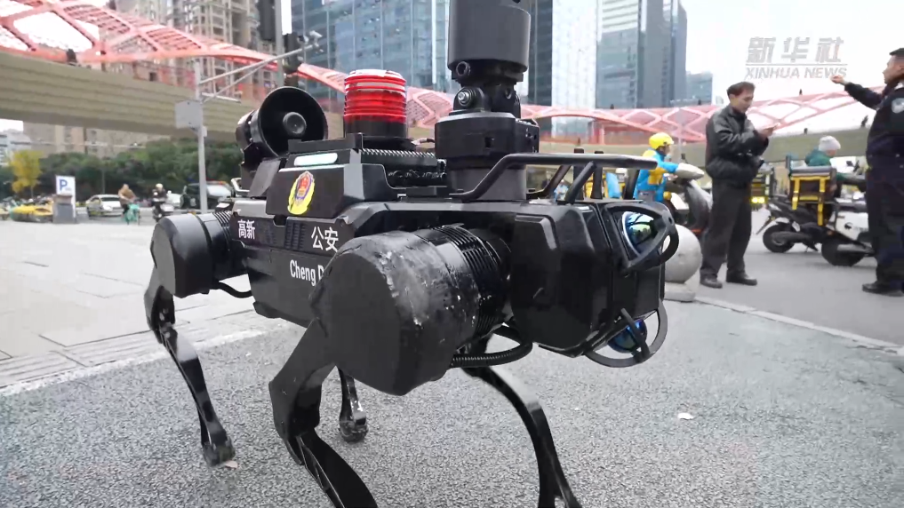 新华全媒 丨四川成都:智能巡防新亮点 警用机器狗上岗巡逻