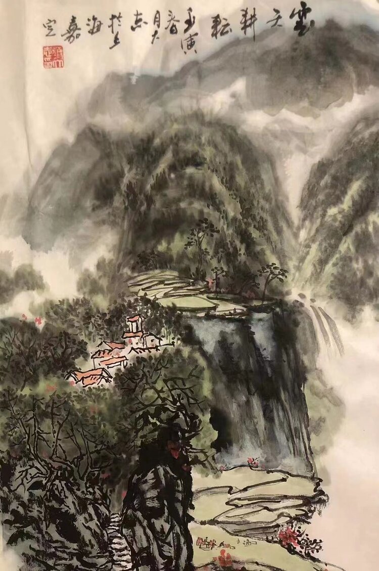 青山不墨写意山水作者/蒋大志_绘画作品_铁道兵战友网